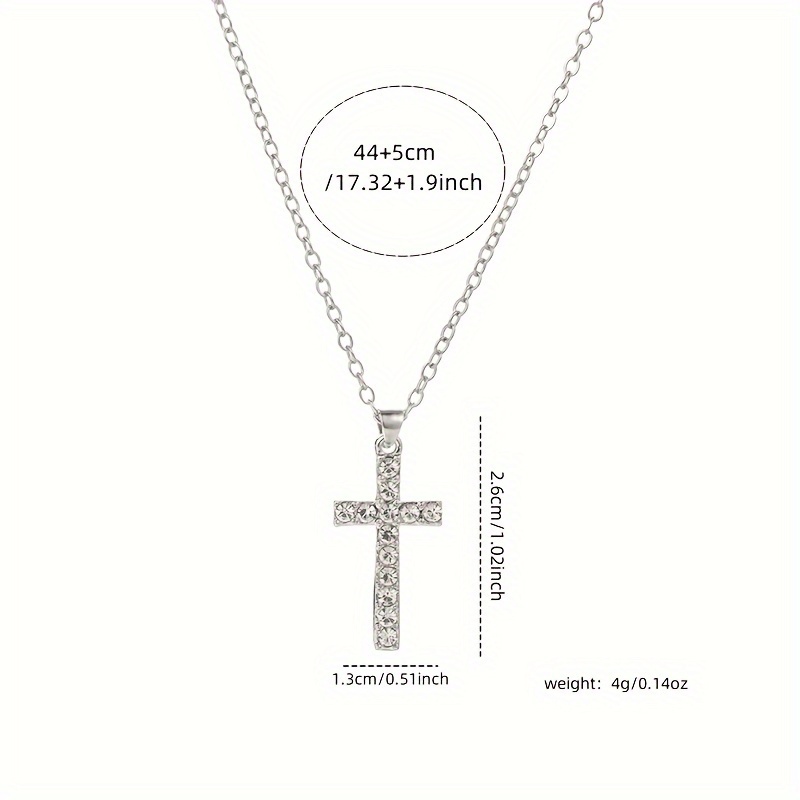 Vintage-Style Cubic Zirconia Cross Pendant Necklace, Durable Gift